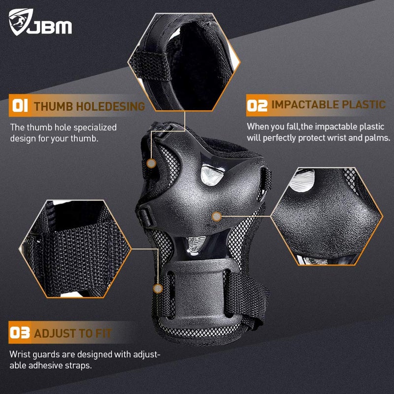 JBM Teenager Adult Bike Knee Pads and Elbow Pads with Wrist Guards Protective Gear Set for Biking, Riding, Cycling and Multi Sports Safety Scooter, Skateboard, Bicycle - Image 4